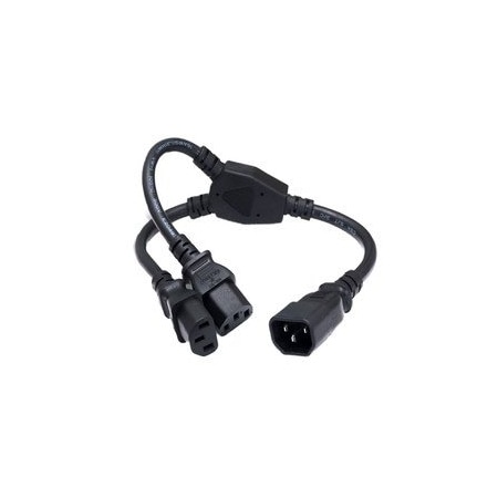 Cable Wholesale Computer / Monitor Power Extension Y Cord, Black, C14 to Dual C13, 13 Amp, SJT, black, 3 feet 10W1-02303Y